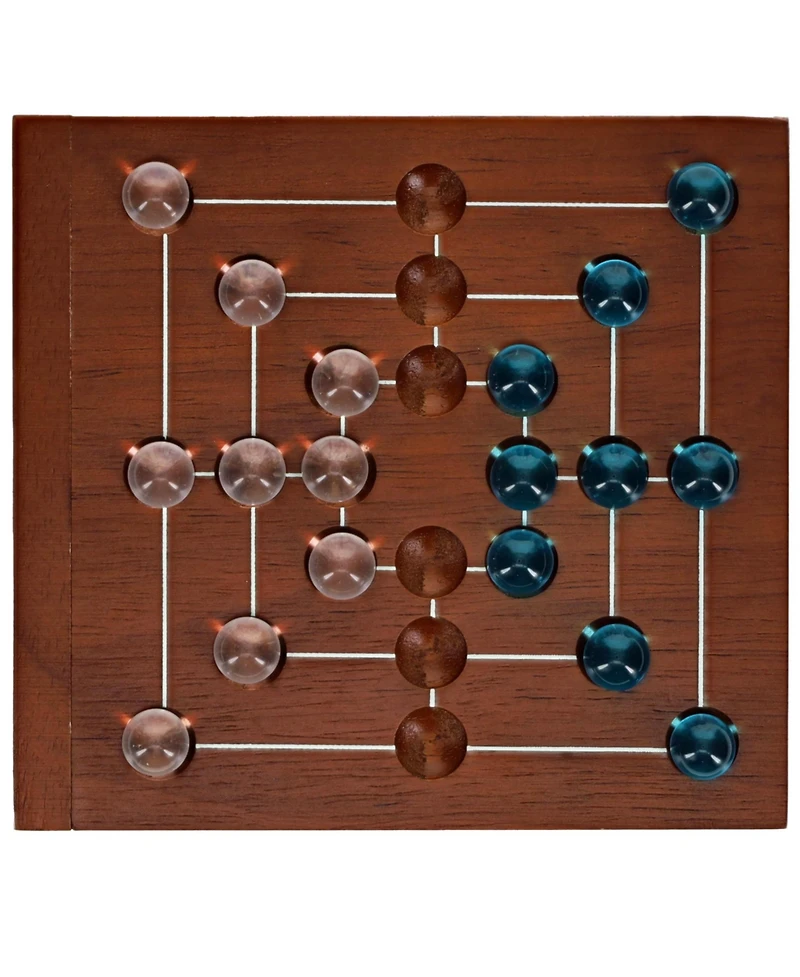 We Games Nine Men's Morris Wooden Travel Game with Marbles
