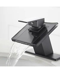 Greenspring Waterfall Single Hole Single-Handle Low-Arc Bathroom Faucet With Glass Spout In Polished Chrome