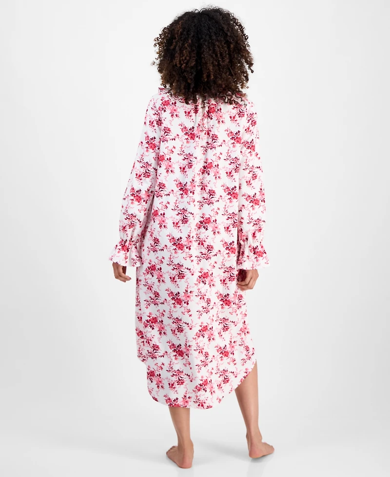 Charter Club Women's Flannel Ruffle-Neck Long Sleeve Nightgown