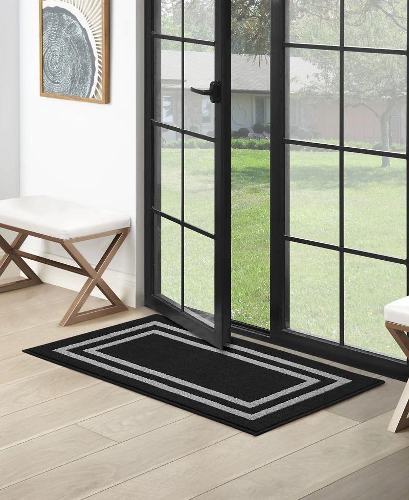 Jean Pierre Double Line Border Tufted - Machine Washable Runner Rug