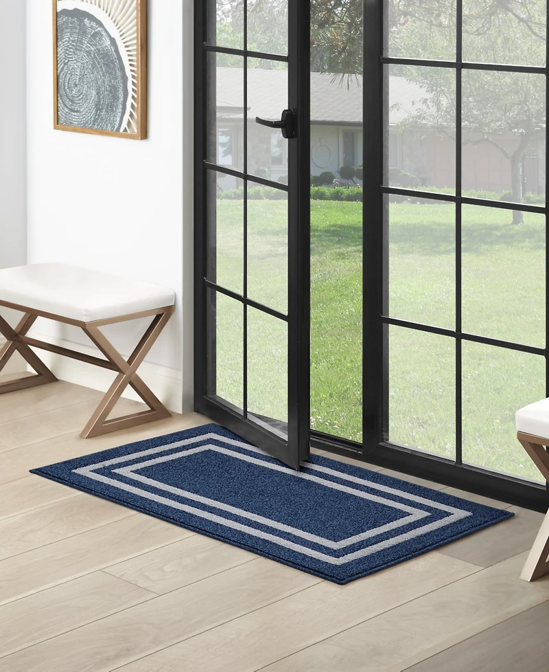 Jean Pierre Double Line Border Tufted - Machine Washable Runner Rug