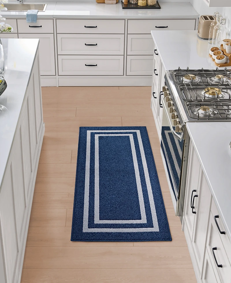 Jean Pierre Double Line Border Tufted - Machine Washable Runner Rug