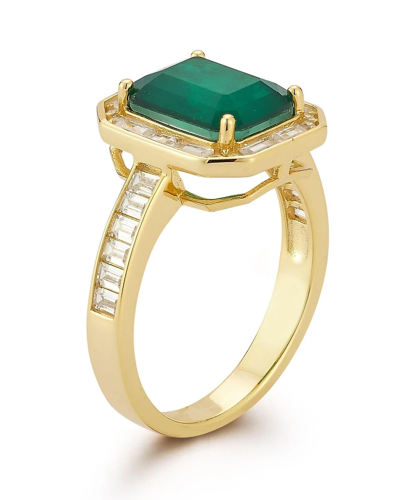 Rachel Zoe 14K Gold Plated Sterling Silver Emerald Cut Cocktail Ring