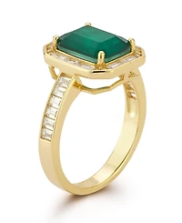 Rachel Zoe 14K Gold Plated Sterling Silver Emerald Cut Cocktail Ring