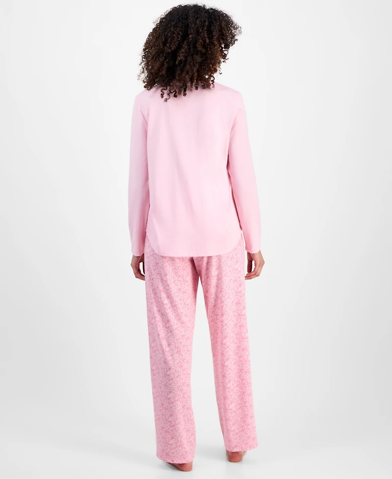 Charter Club Women's Long-Sleeve Jersey Pajama Set