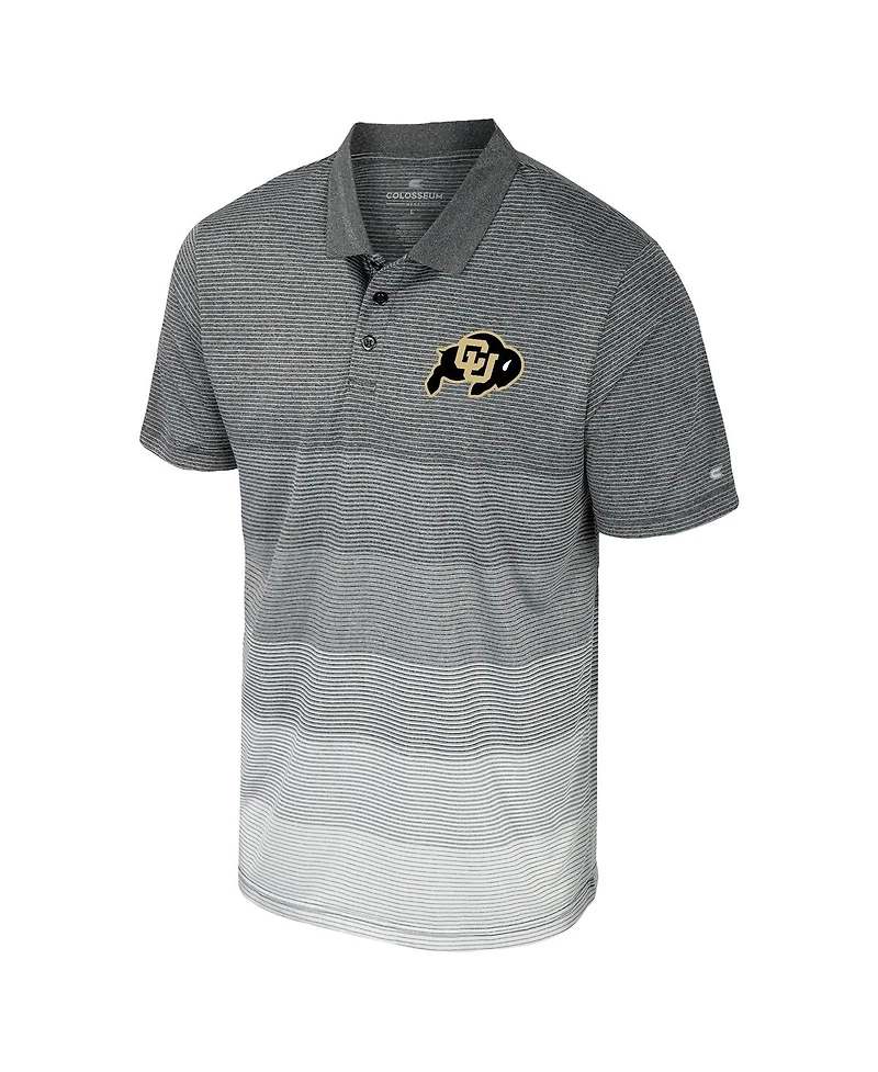 Colosseum Men's Gray Colorado Buffaloes Striped Mesh Polo Shirt