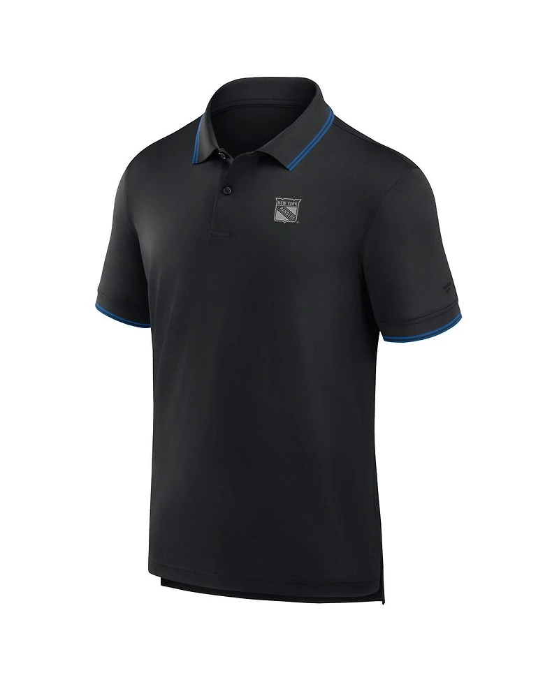 Fanatics Men's Black New York Rangers Front Office Move Mono Polo Shirt