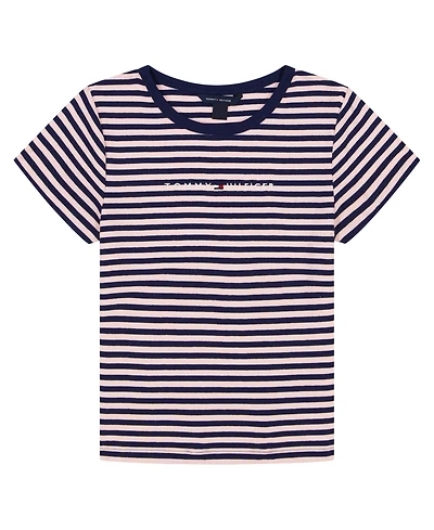Tommy Hilfiger Big Girls Feeder Stripe Rib Short Sleeve T-Shirt