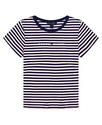 Tommy Hilfiger Big Girls Feeder Stripe Rib Short Sleeve T-Shirt