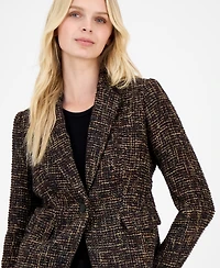 Anne Klein Women's Tweed Notch-Collar One-Button Jacket