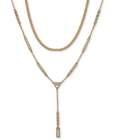 Karl Lagerfeld Paris Crystal Geometric Layered Lariat Necklace, 16" + 3" extender