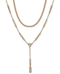 Karl Lagerfeld Paris Crystal Geometric Layered Lariat Necklace, 16" + 3" extender