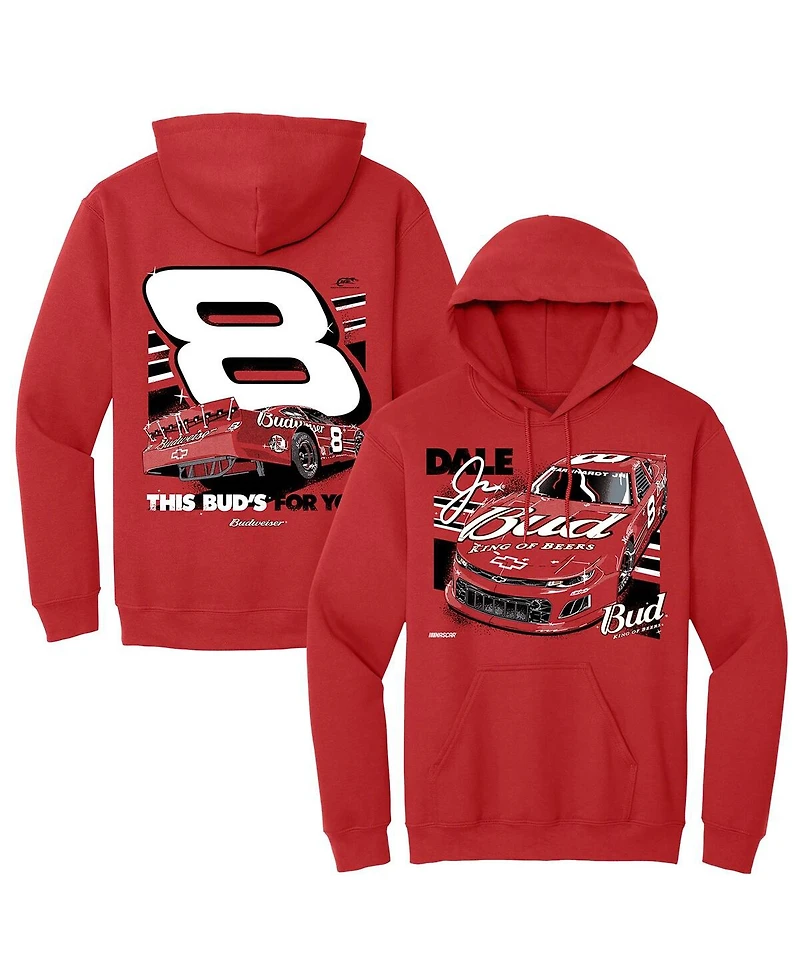 Jr Motorsports Official Team Apparel Men's Red Dale Earnhardt Jr. Budweiser Car Pullover Hoodie