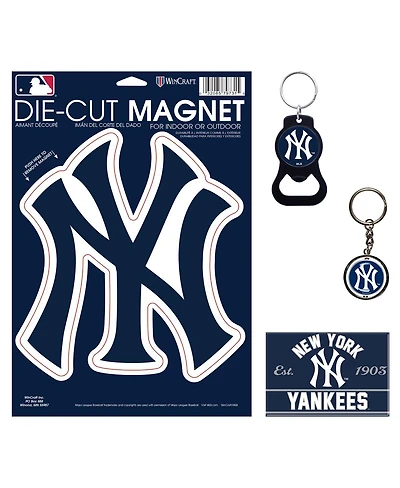 Wincraft New York Yankees 4-Pack Key Rings and Magnets Set