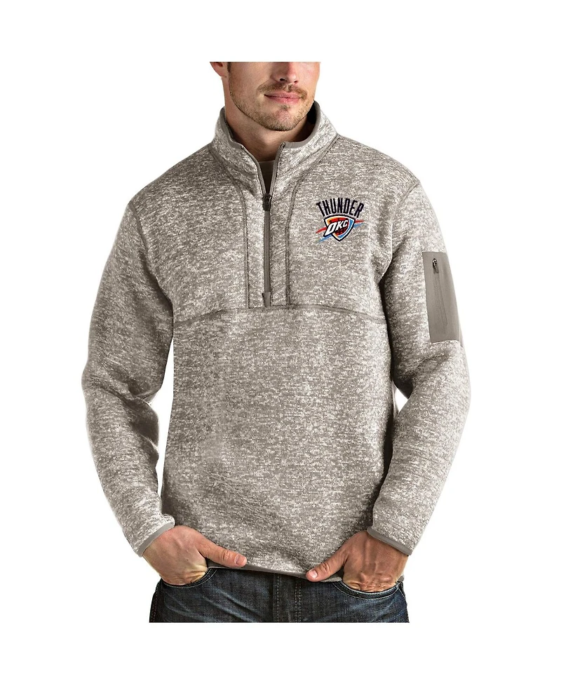 Antigua Men's Natural Oklahoma City Thunder Fortune Quarter-Zip Pullover Jacket
