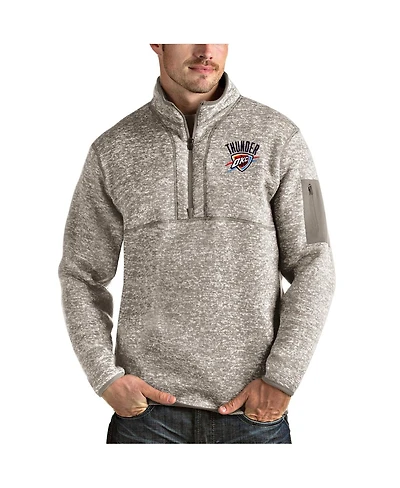 Antigua Men's Natural Oklahoma City Thunder Fortune Quarter-Zip Pullover Jacket