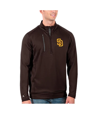 Antigua Men's Brown San Diego Padres Generation Quarter-Zip Pullover Jacket