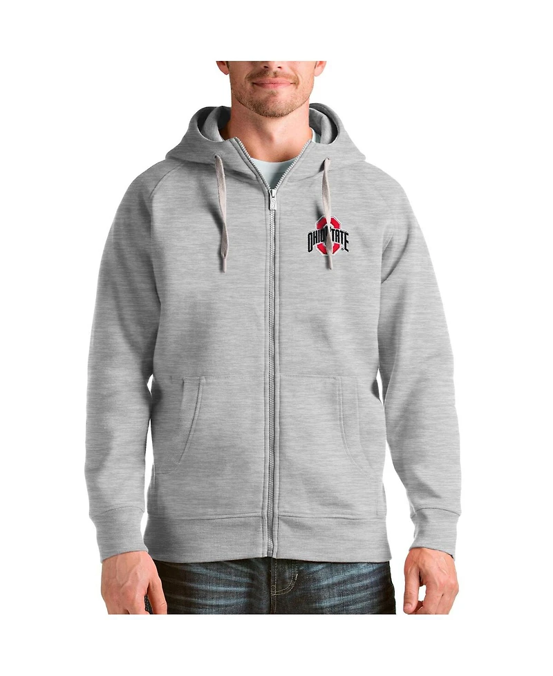 Antigua Men's Heathered Gray Ohio State Buckeyes Victory Full Zip Jacket