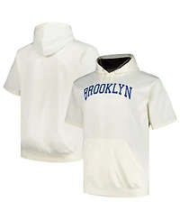 Profile Men's Oatmeal Brooklyn Dodgers Big Tall Cooperstown Collection Contrast Short Sleeve Pullover Hoodie