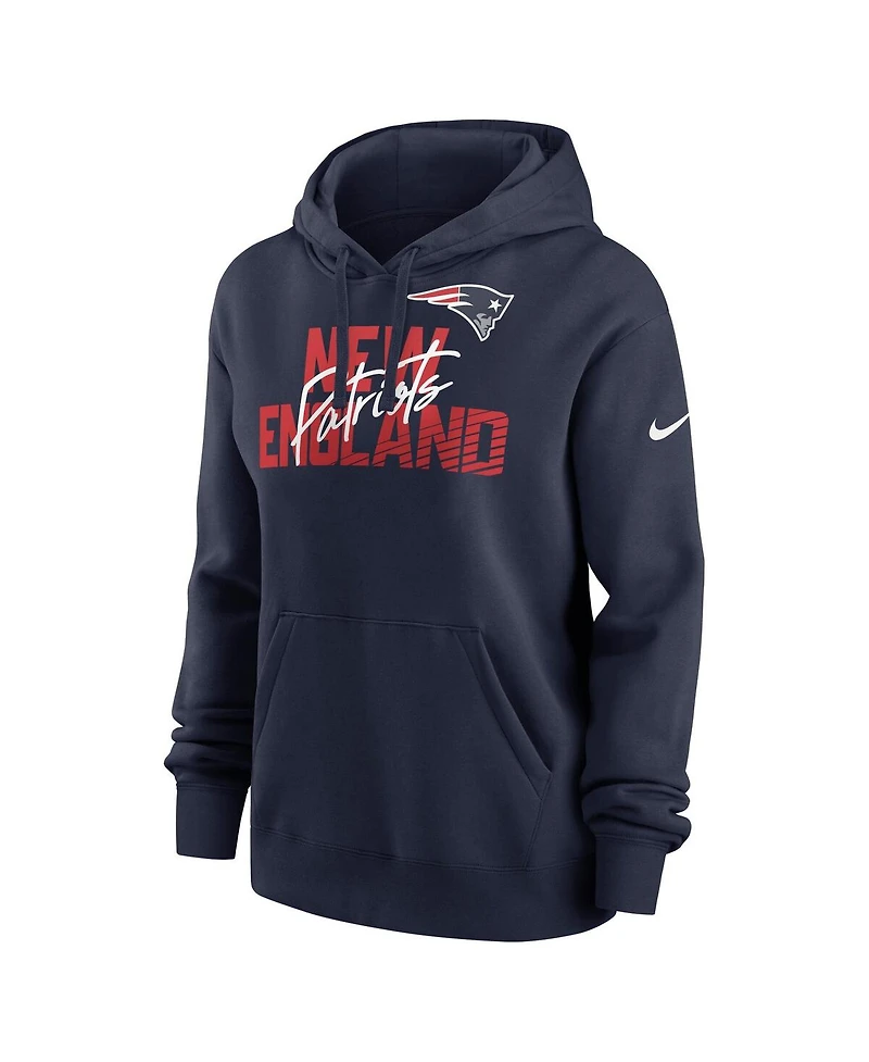 Nike Women's Navy New England Patriots Wordmark Club Fleece Pullover Hoodie