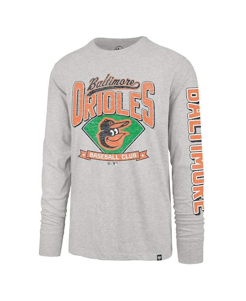 '47 Brand Men's Gray Baltimore Orioles Big Tall Distressed Franklin Long Sleeve T-Shirt
