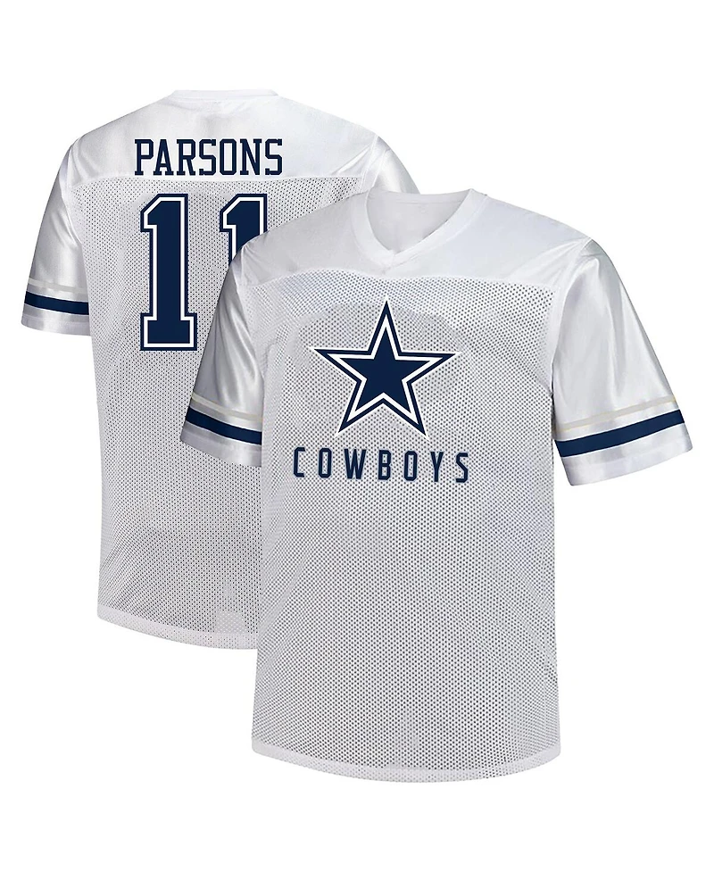 Fanatics Men's Micah Parsons White Dallas Cowboys Big Tall V-Neck Fashion Jersey