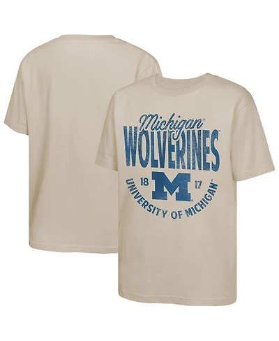 Outerstuff Big Boys and Girls Tan Michigan Wolverines News Flash T-Shirt