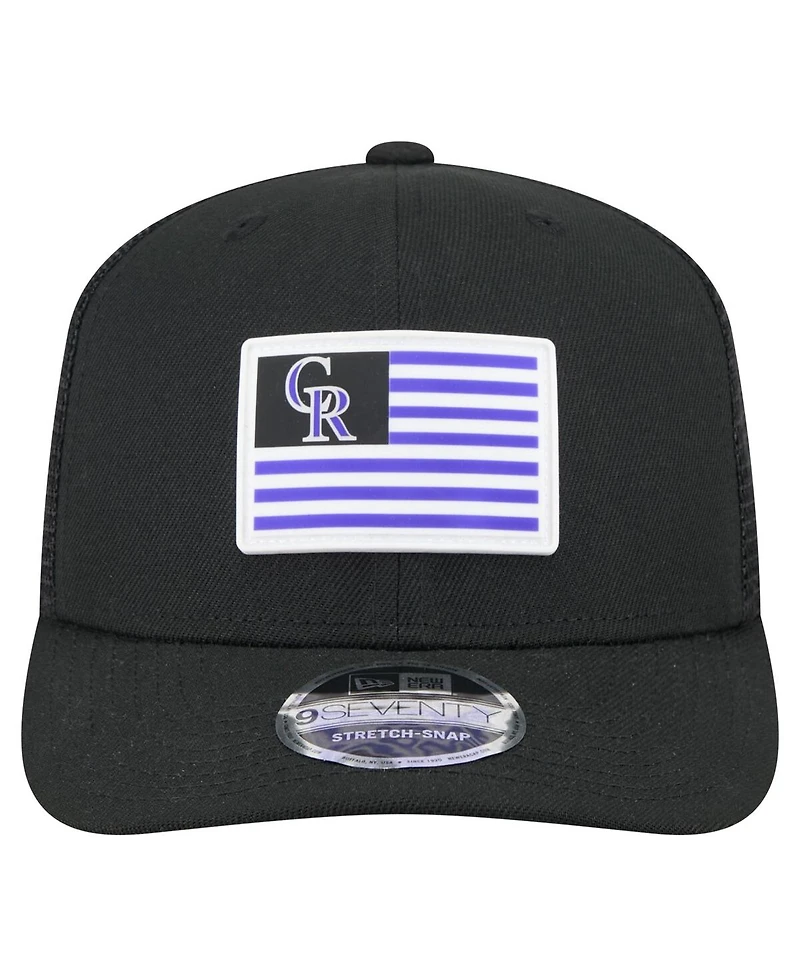 New Era Men's Black Colorado Rockies Flag 9SEVENTY Stretch-Snap Hat