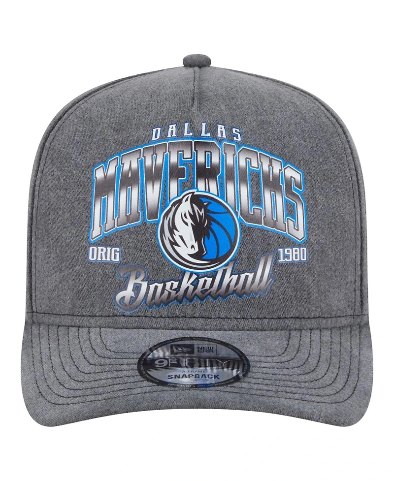 New Era Men's Charcoal Dallas Mavericks Throwback Washed Pre-Curved 9FIFTY Snapback Hat