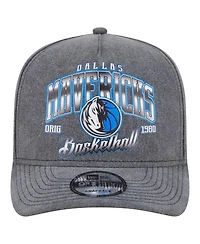 New Era Men's Charcoal Dallas Mavericks Throwback Washed Pre-Curved 9FIFTY Snapback Hat