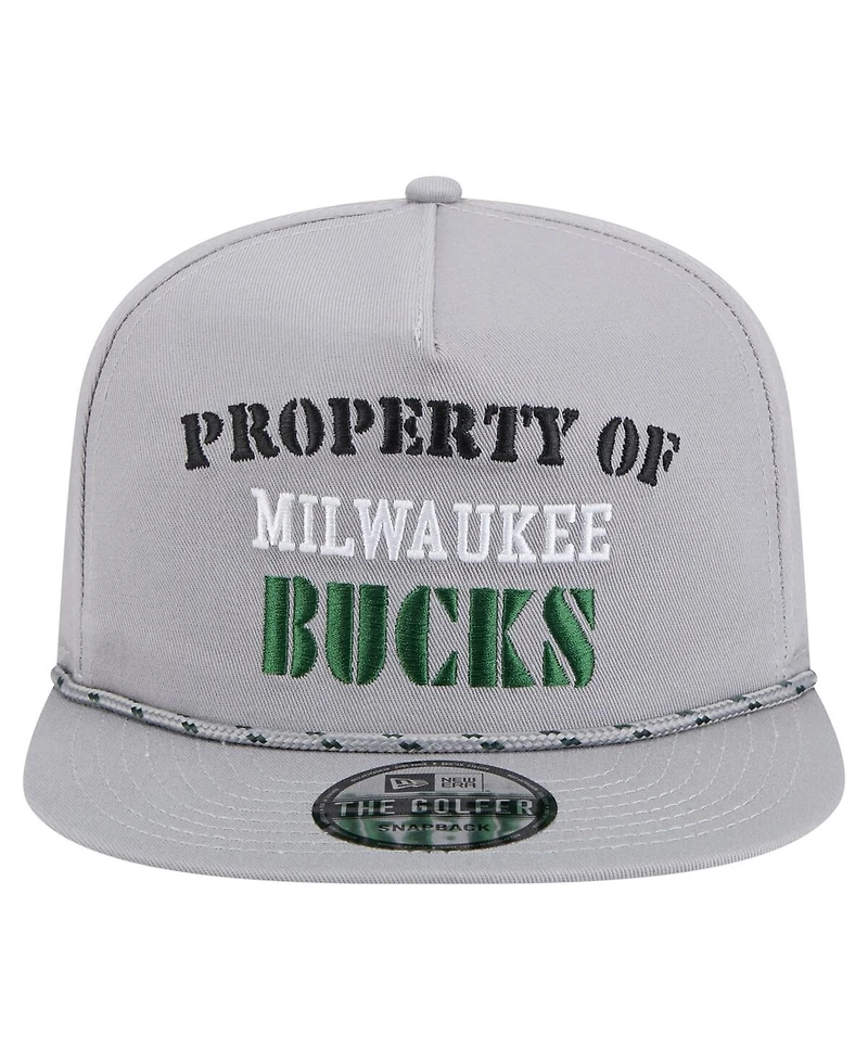 New Era Men's Gray Milwaukee Bucks Throwback Property Of Golfer Snapback Hat