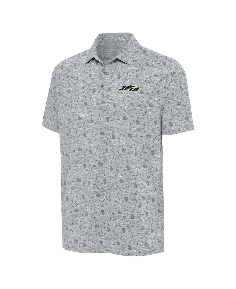 Antigua Men's Heather Gray New York Jets Relentless Polo Shirt