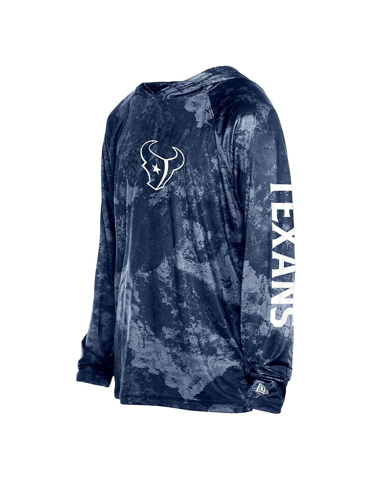 New Era Men's Navy Houston Texans Realtree Xtreme Camo Raglan Long Sleeve Hooded T-Shirt