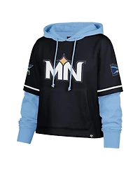 '47 Brand Women's Navy Minnesota Twins City Connect Shortstop Cropped Pullover Hoodie