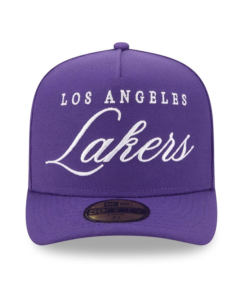 New Era Men's Purple Los Angeles Lakers 2025 Nba Draft A-Frame 59FIFTY Fitted Hat