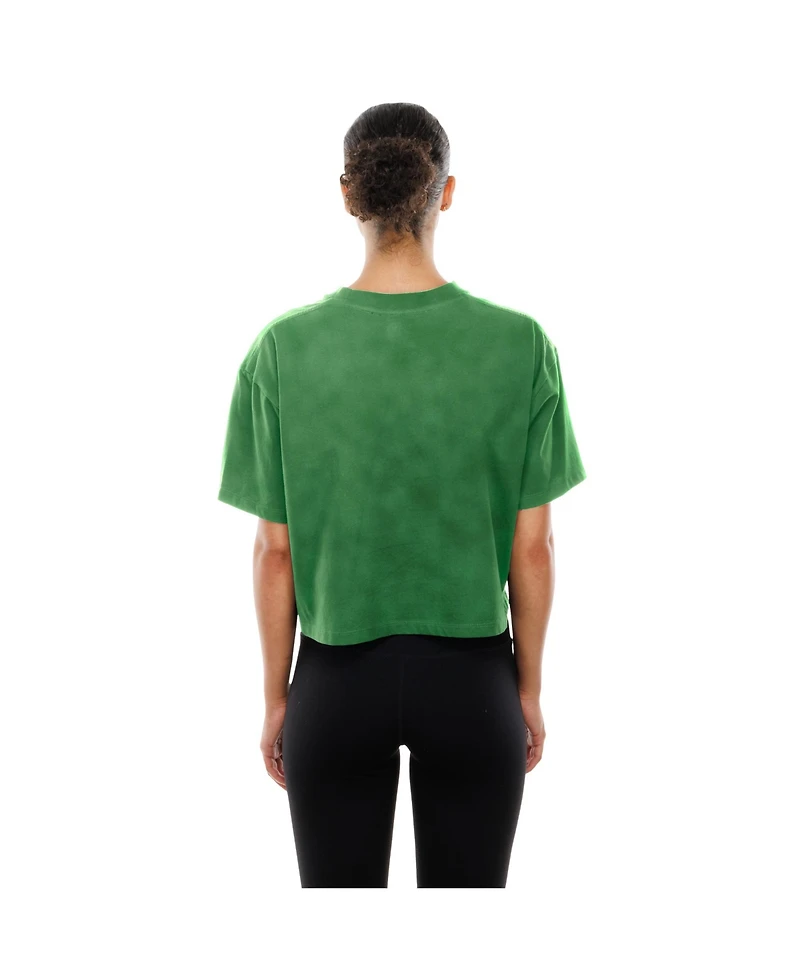New Era Women's Kelly Green Philadelphia Eagles Cropped Boxy Sport Classics Mineral Wash T-Shirt