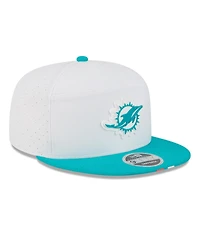New Era Men's White/Aqua Miami Dolphins 2025 Nfl Training Camp Split Panel 9FIFTY Snapback Hat