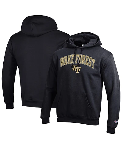 Champion Men's Black Wake Forest Demon Deacons Arched Logo Fleece Pullover Hoodie