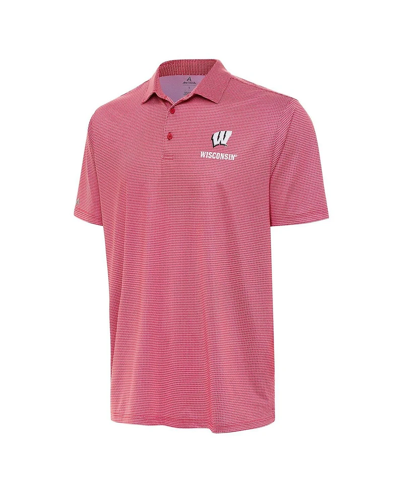 Antigua Men's Red/White Wisconsin Badgers Rings Polo Shirt