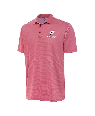 Antigua Men's Red/White Wisconsin Badgers Rings Polo Shirt