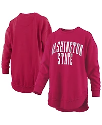 Pressbox Women's Crimson Washington State Cougars Melange Poncho Vintage Fleece Long Sleeve Pullover Sweatshirt