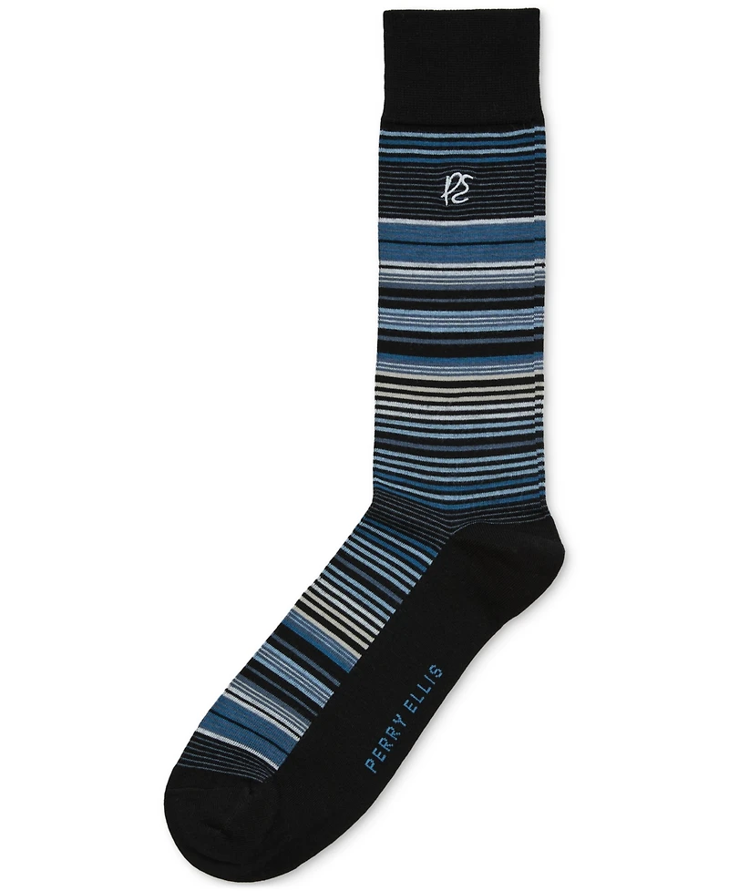 Perry Ellis Portfolio Men's Fashion Stripe Moisture-Wicking Socks