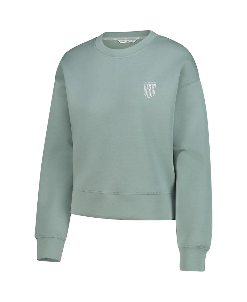 LevelWear Women's Green Uswnt Luxe Sponge Tri-Blend Pullover Sweatshirt