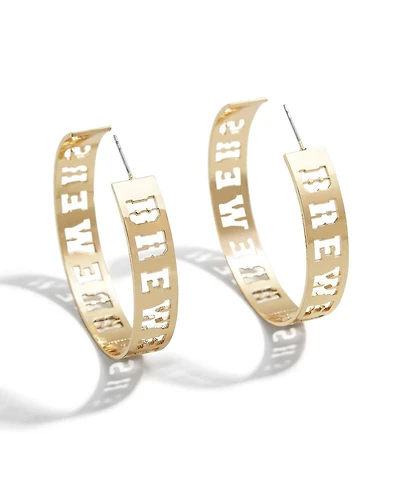 Wear by Erin Andrews x Baublebar Milwaukee Brewers Large Cutout Hoop Earrings