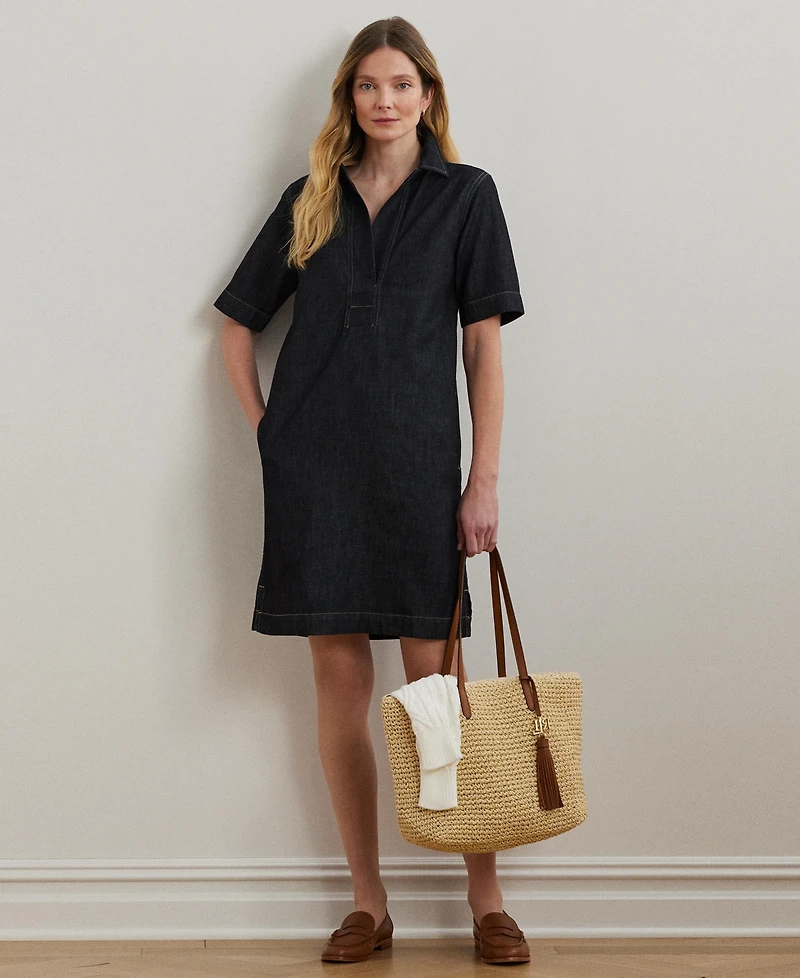 Lauren Ralph Denim Cotton Shift Dress