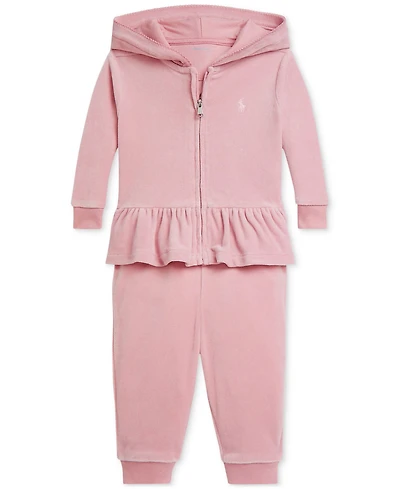 Polo Ralph Lauren Baby Girls Velour Hoodie & Jogger Pant Set