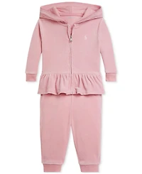 Polo Ralph Lauren Baby Girls Velour Hoodie & Jogger Pant Set