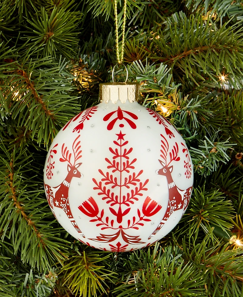 Holiday Lane Nordic Wonderland Glass Ball Ornament, Macy's Exclusive