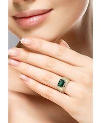 Rachel Zoe 14K Gold Plated Sterling Silver Green Radiant Cut Dome Ring