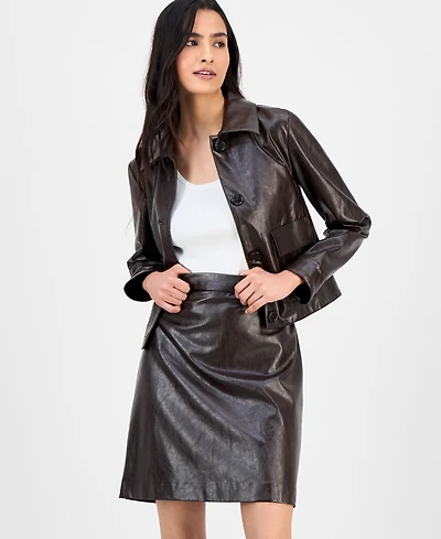Anne Klein Women's Faux Leather Mini Skirt